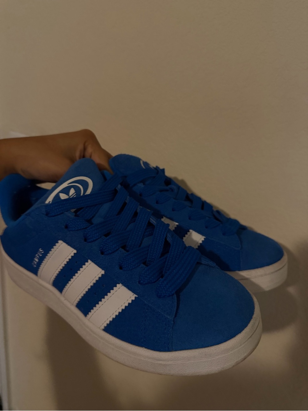 adidas Women’s Blue Sneakers with White Stripes - Picture 3 of 3